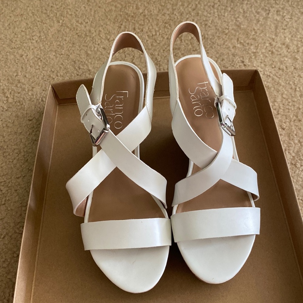 Franco Sarto white wedge sandals size 6.5